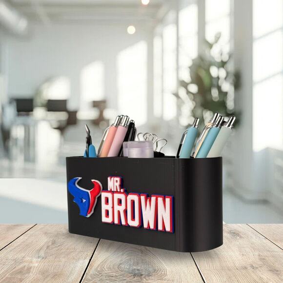Personalized Houston Texans Desk Organizer, Houston Gift, Office Desk Organizer - Picture 5 of 10